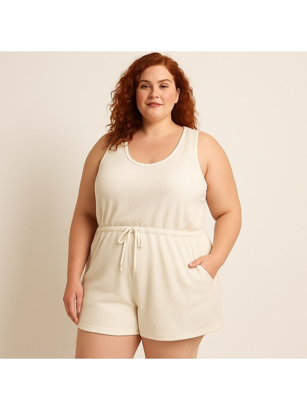 OLDNavy Ecru terry cloth shortall resort wear beach cover up summer vacation XL